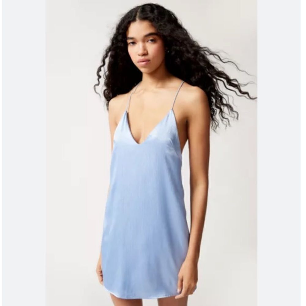 NWT! UO KAYJAY SATIN STRAPPY-BACK MINI DRESS‎ IN BLUE